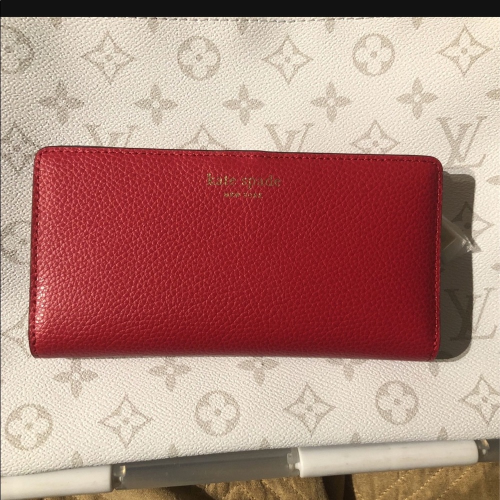 Kate Spade Red Long Bifold wallet NEW
